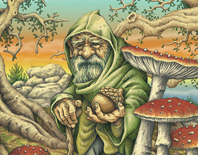 Project thumbnail - "Acorn Harvesting" Illustration
