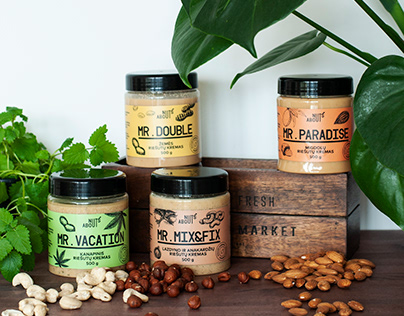 NUTS ABOUT. Handcrafted Nut Butters Labels