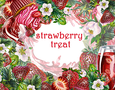 Strawberry treat. Watercolor.