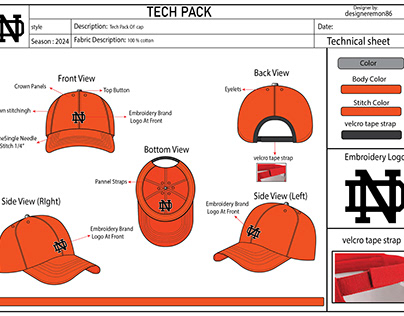 Tech Pack Of cap technical design
