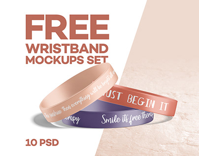 Free Silicone Wristband Mockups Set