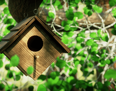 a simple 3d render of a birdhouse