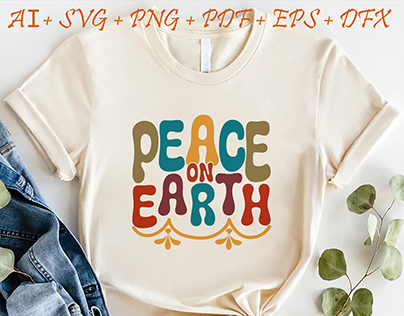 Peace on earth Christmas day T-shirt Design.