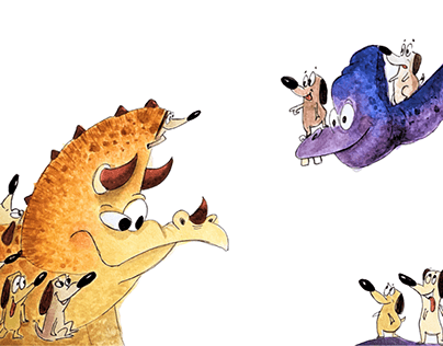 Timeless Fun: Dinosaurs and Dogs in Watercolor and Ink