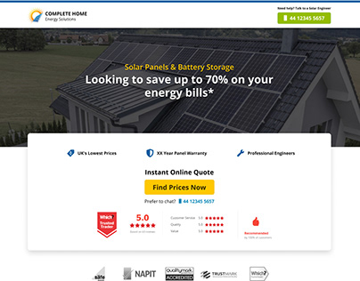 Landing page solar panels sell