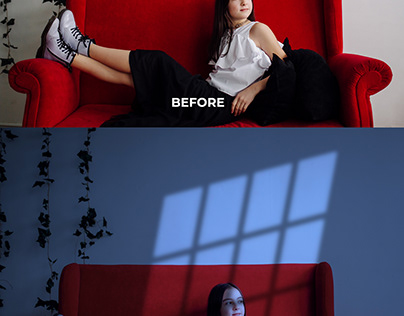 Photo retouch with window light effect