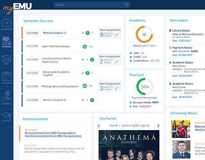 My EMY - EMU University Student Porta UI UX
