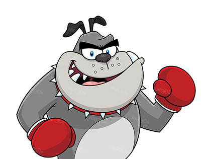 Bulldog Boxer Cartoon Character Ready To Fight
