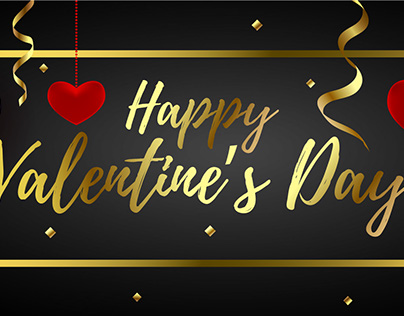 Happy Valentine's Day greeting banner with hearts