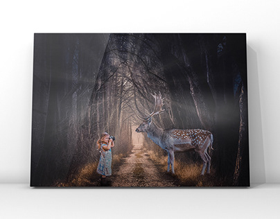 Photomontage - La petite fille et le cerf