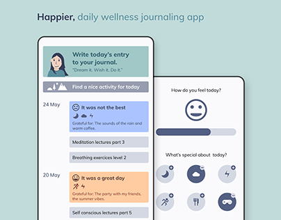 Happier, daily wellness journaling app | UI Design