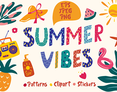 Summer Vibes. Prints, stickers & patterns.