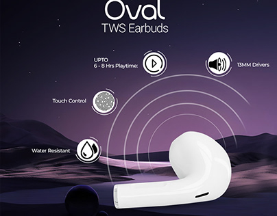 iCruze Oval TWS Earbuds (White)