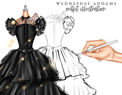 Wednesday Addams Dress Fashion Illustration