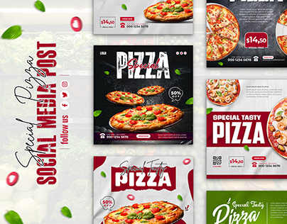 Delicious pizza Food menu restaurant social media post