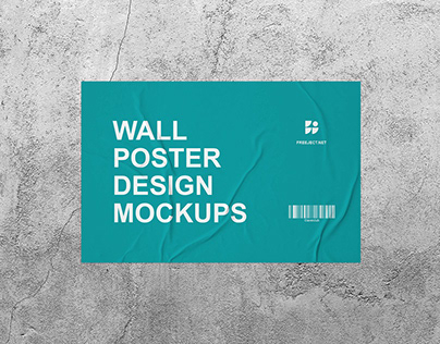 Free Download 3 Wall Glued Poster Design Mockups