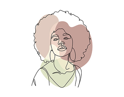 Afro hair girl line drawing illustration vector