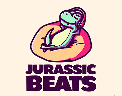 Jurassic Beats - Cartoon Mascot DInosaur Logo