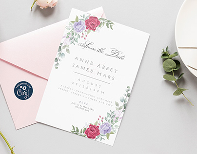 Watercolor Floral Save the Date Invitation