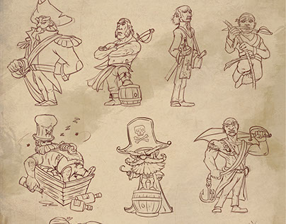 "Pirates" card game sketches