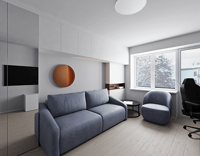 Living room and bathroom interior Design