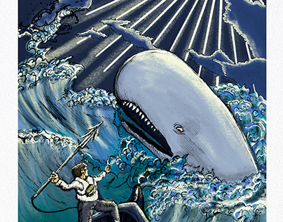 Moby Dick Scene Illustrationn