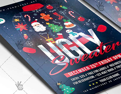 Ugly Sweater Flyer - PSD Template