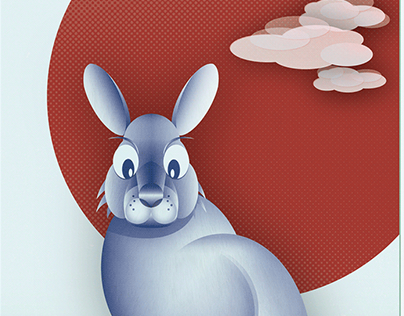 Year of the rabbit - geometric animal poster