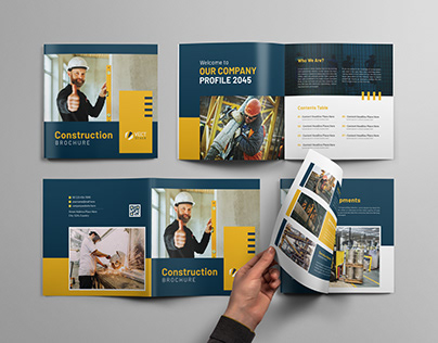 Construction Bi-fold Brochure Design Template