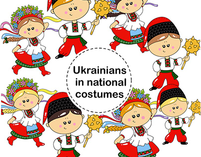 Ukrainians in national costumes png