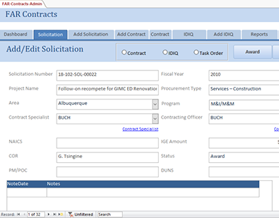 Solicitation Manangement Tool in MS Access
