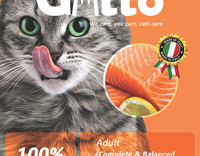 Gatto cat food package, salmon flavor