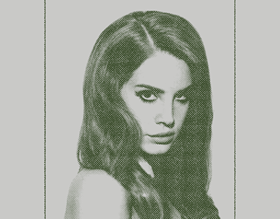 Lana Del Rey aesthetic retro poster in green colors