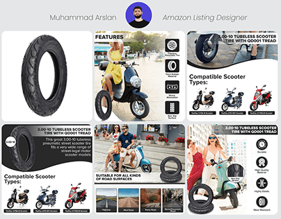 Amazon Listing Images for Tubeless Scooter Tire