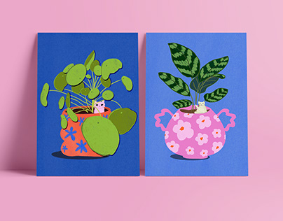 Serie de ilustraciones | michis&plantas