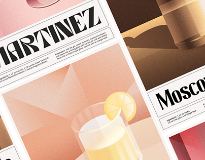Art Deco inspired Cocktail Recipes Poster Design