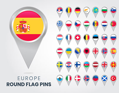 Round Flag Pins