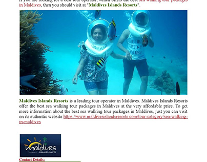 Sea Walking Tour Packages in Maldives