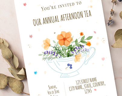 Invitation card in watercolor paints