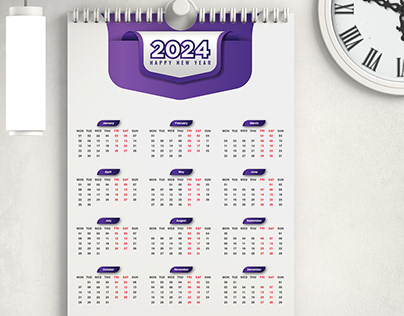 Single page calendar design 2024