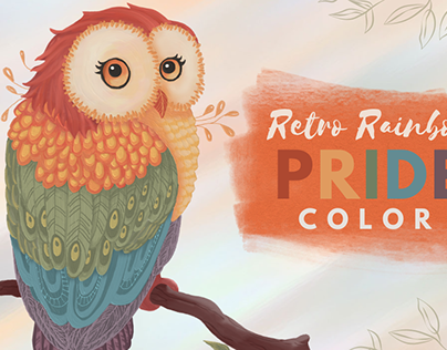 Pride Rainbow Retro Color Owl Adobe Fresco