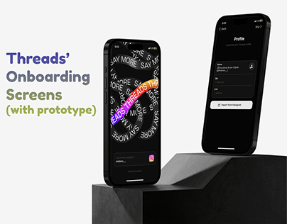 Thread app onboarding screens with prototype