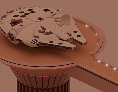 Millenium Falcon in Bespin - Low poly diorama