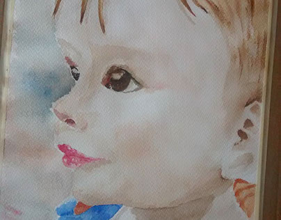 Watercolor, portrait of my son Juan Angel Tobar, Guaita