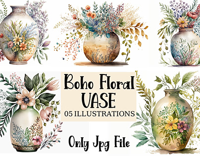 Boho Floral Vases illustrations