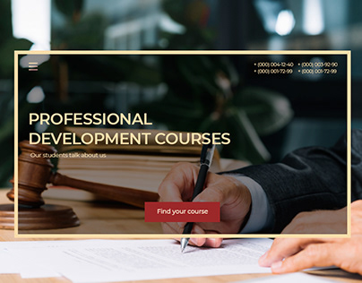 Professional development courses website, web design