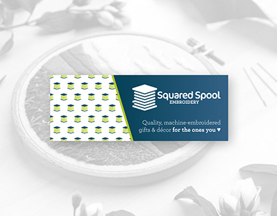 Squared Spool Embroidery: Facebook Banner + Logo