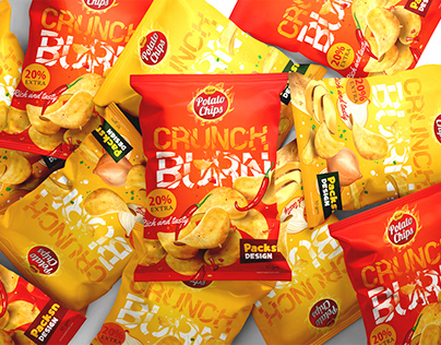 CRUNCH BURN Potato Chips Packaging