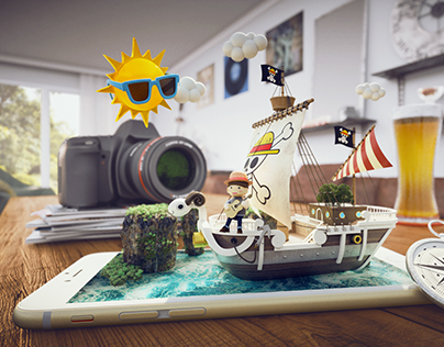 3d illustration for onepiece goingmerry ship2