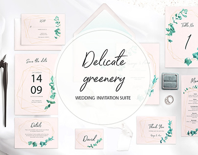 Modern Eucalyptus wedding print+social media design